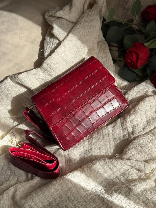 Croc Leather Crossbody Bag